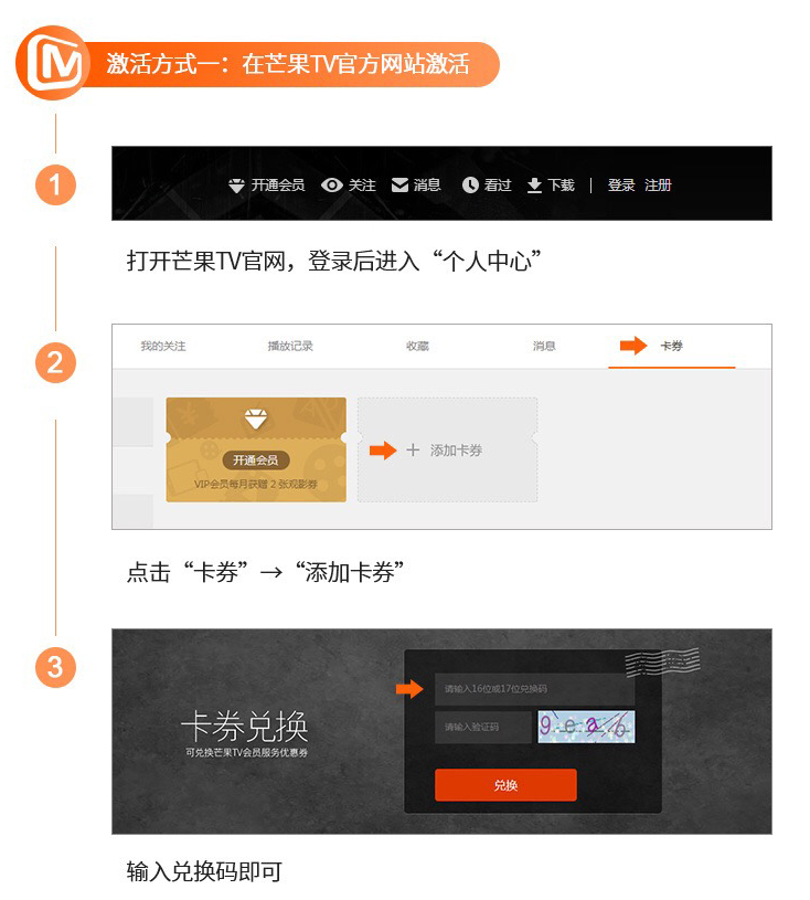 芒果TV卡密激活步骤