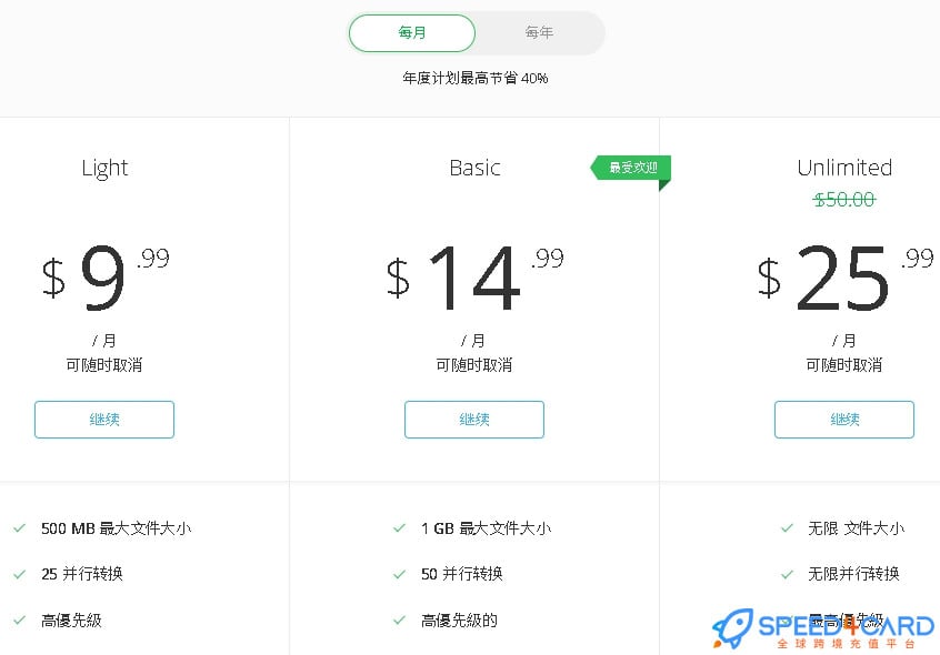 Convertio在线文件转换工具代购代付会员套餐 【人工代购】套餐- Speed4Card专业充值平台