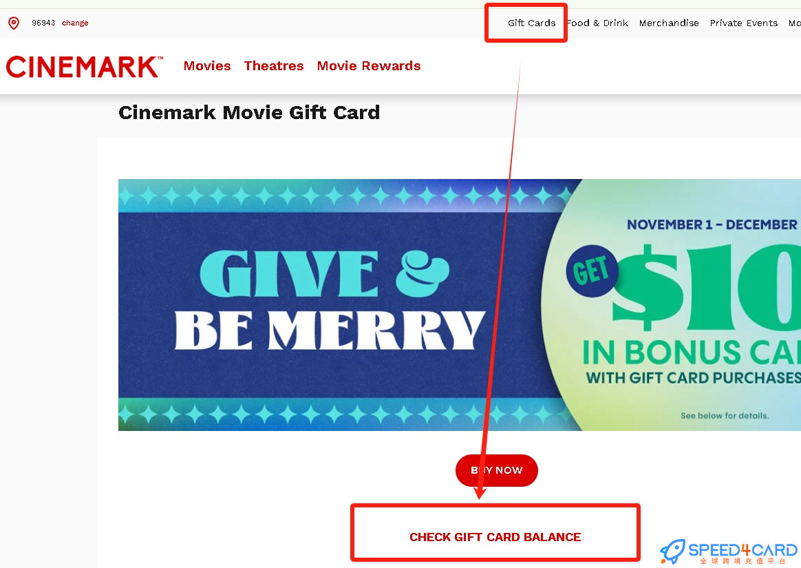 Cinemark礼品卡 | Cinemark Gift Card充值卡密 [ [自动发货]- Speed4Card专业充值平台