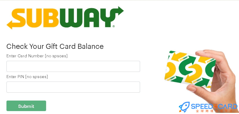 Subway礼品卡美国 | Subway Gift Card充值卡密  [自动发货]- Speed4Card专业充值平台