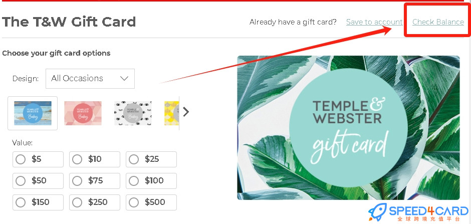 Temple & Webster礼品卡澳大利亚 | Temple & Webster Gift Card充值卡密  [自动发货]- Speed4Card专业充值平台