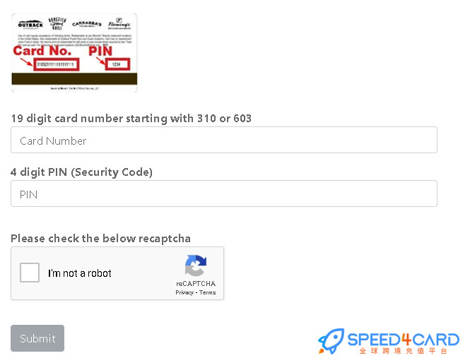 Bloomin Brands礼品卡美国 | Bloomin Brands Gift Card充值卡密  [自动发货]- Speed4Card专业充值平台