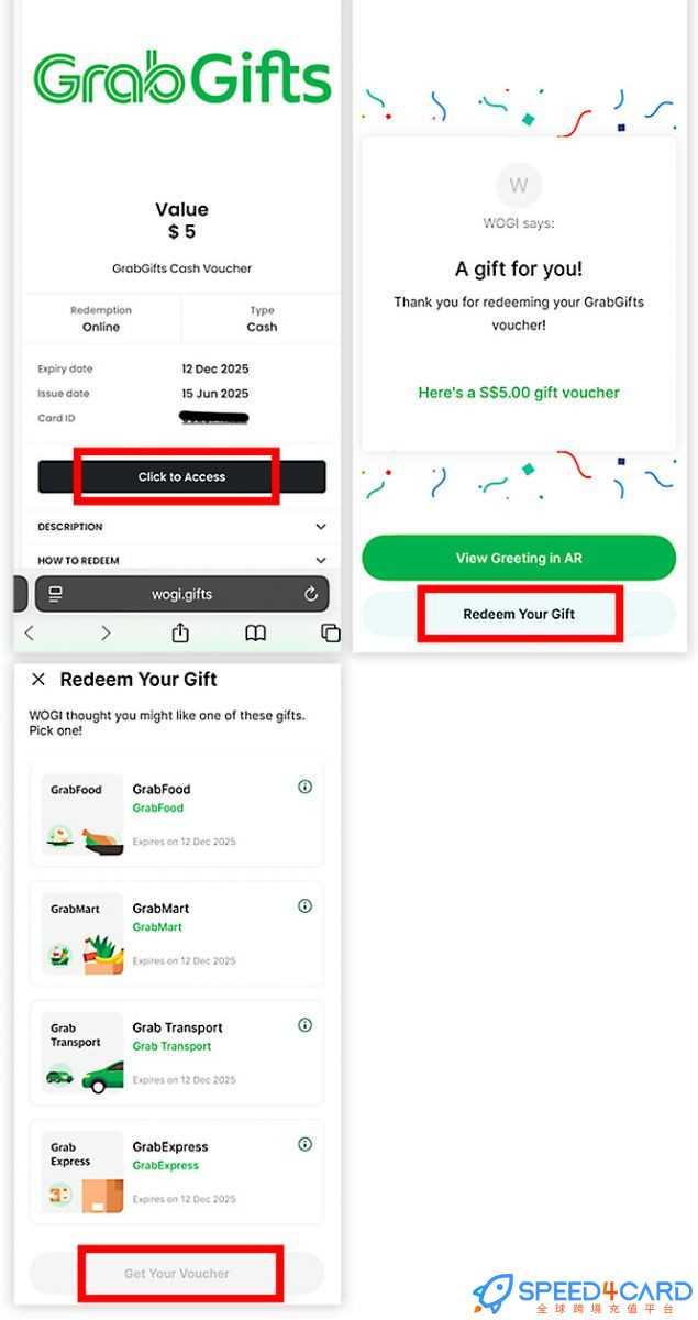 马来西亚Grab礼品卡 | Grab Gift Card代金券 -Speed4Card专业充值平台