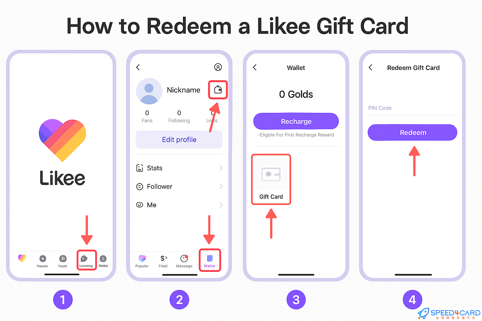 埃及Likee礼品卡 | Likee短视频钻石充值- Speed4Card专业充值平台