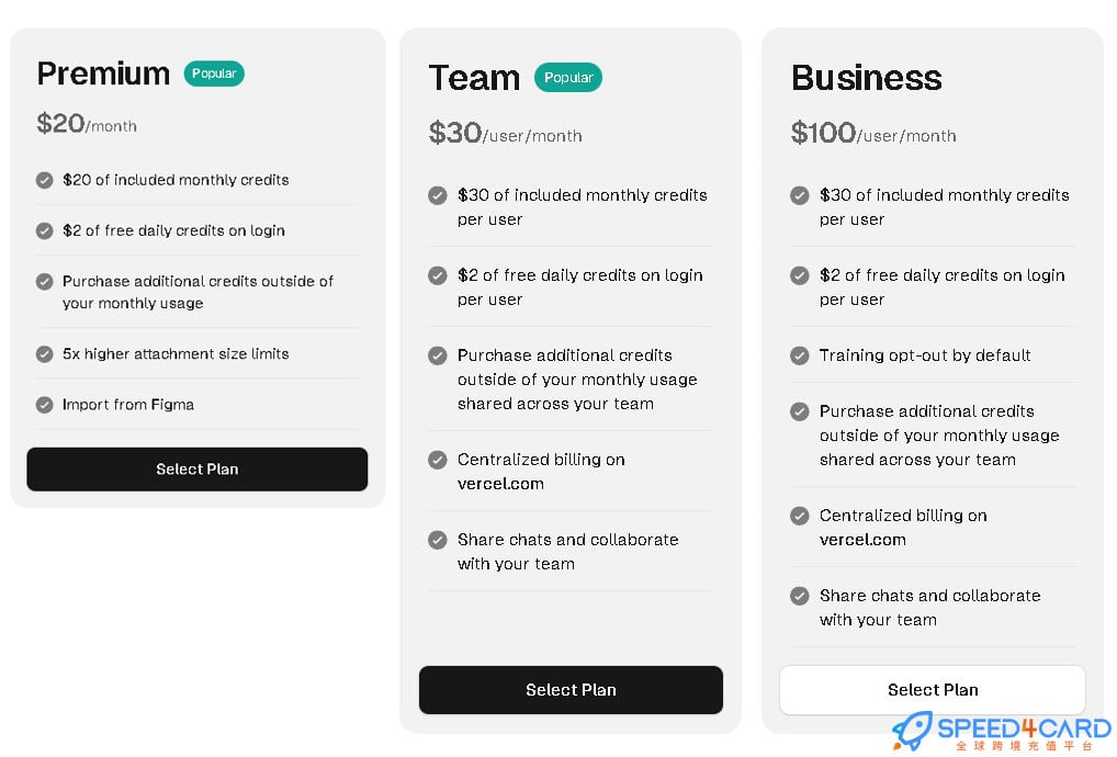v0.app代购代付订阅AII 套餐- Speed4Card专业充值平台