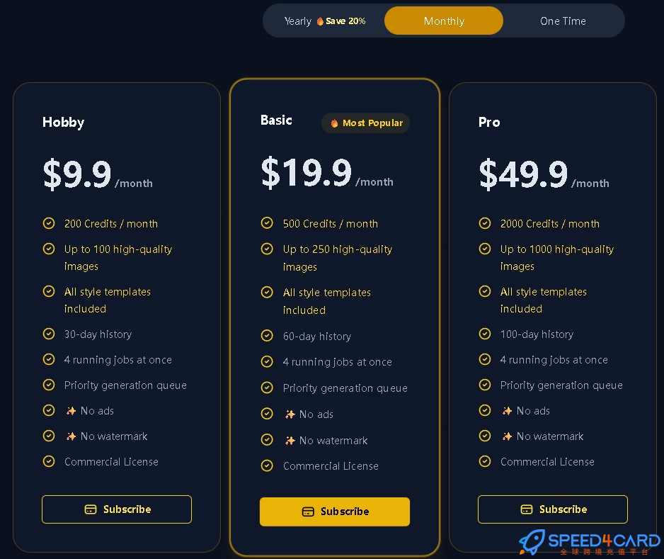 Banana AI代购代付订阅套餐- Speed4Card专业充值平台