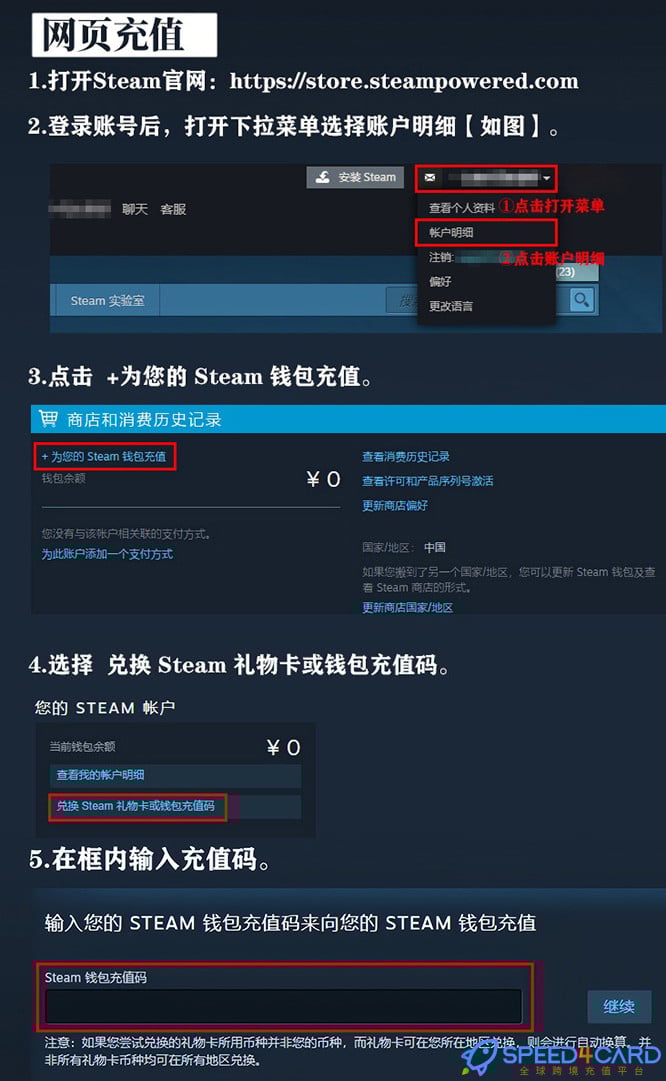 steam充值 | steam钱包充值码卡密-Speed4Card专业充值平台