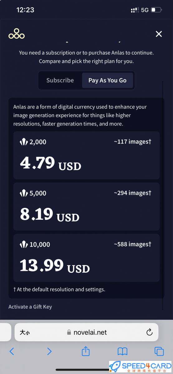 NovelAI代购代付订阅AI 套餐- Speed4Card专业充值平台