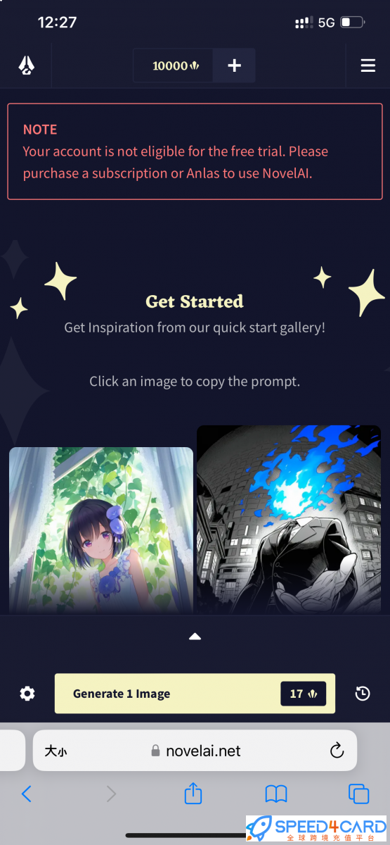 NovelAI代购代付订阅AI 套餐- Speed4Card专业充值平台