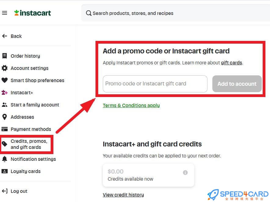 Instacart礼品卡 | Instacart Gift Card充值卡密怎么兑换- Speed4Card专业充值平台