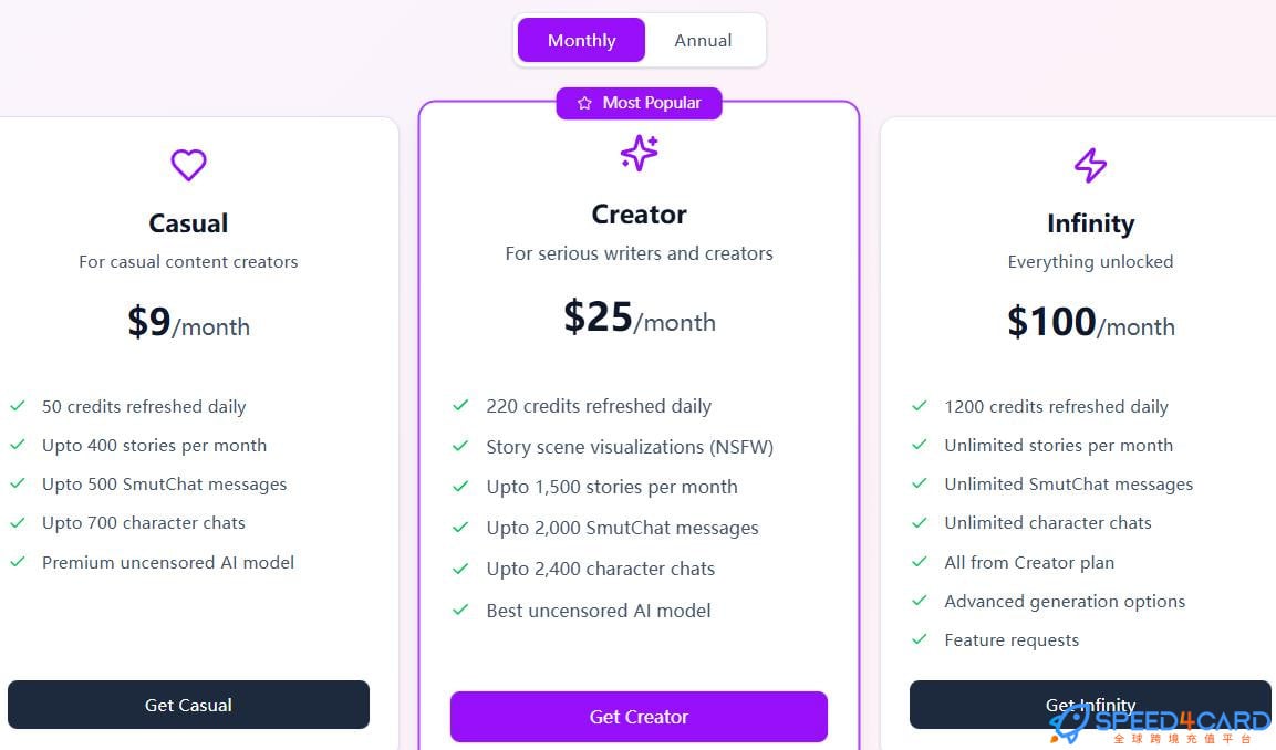AI Smut Writer代购代付订阅套餐- Speed4Card专业充值平台