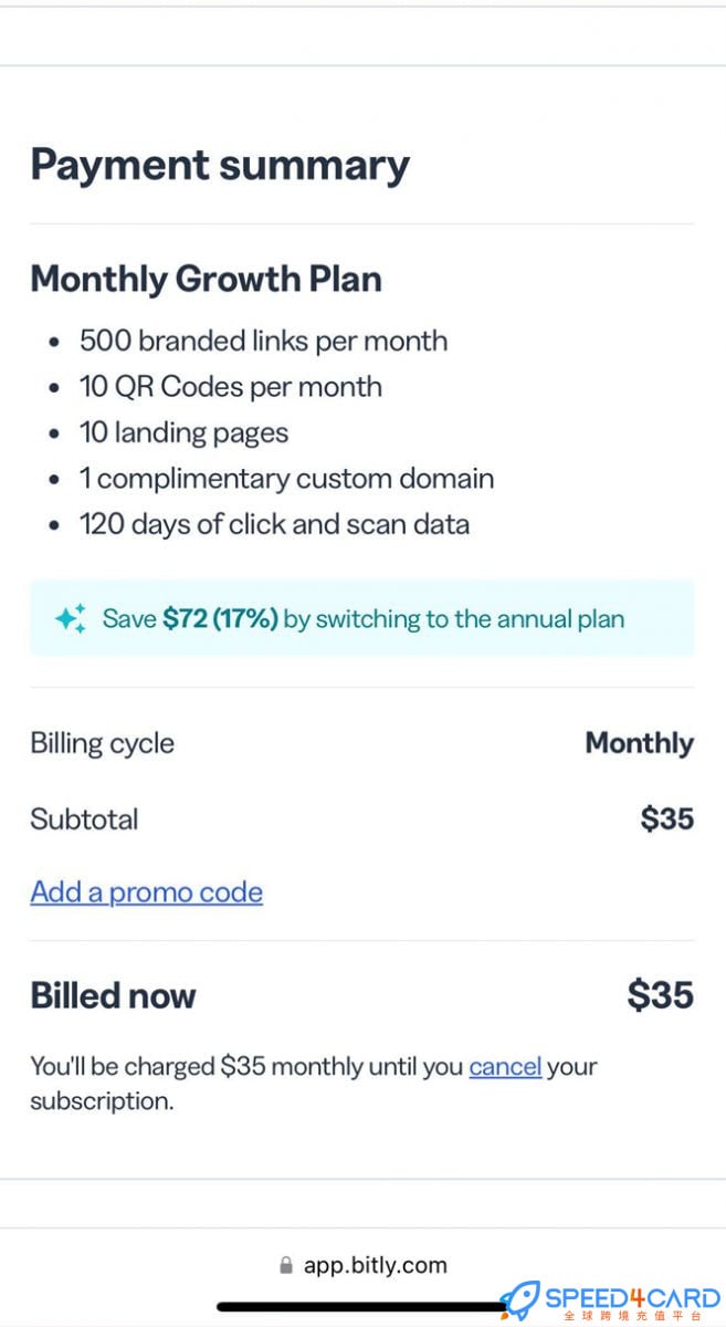 Bitly代购代付订阅支付订单- Speed4Card专业充值平台- Speed4Card专业充值平台