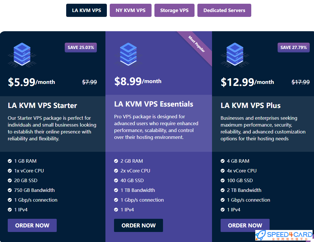 海外网站DediRock代购代付订阅套餐- Speed4Card专业充值平台