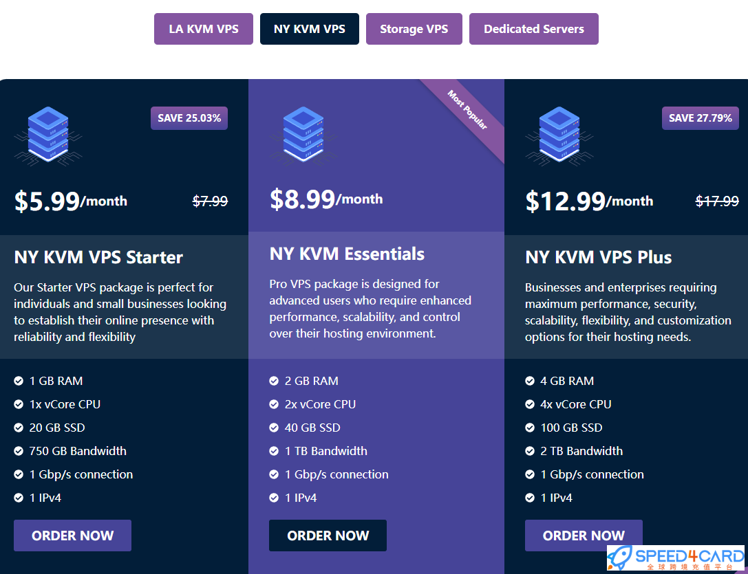 海外网站DediRock代购代付订阅套餐- Speed4Card专业充值平台