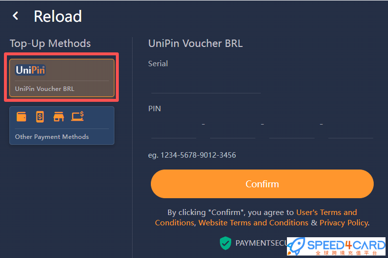 巴西UniPin礼品卡 |  UniPin Voucher充值卡密优惠券怎么兑换- Speed4Card专业充值平台