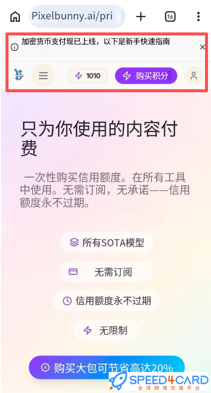 Pixel Bunny AI代购代付订阅选择Pixel Bunny扫码代购完成- Speed4Card专业充值平台
