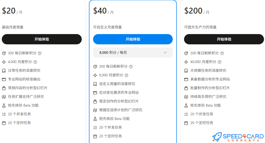 Manus代购代付订阅套餐- Speed4Card专业充值平台