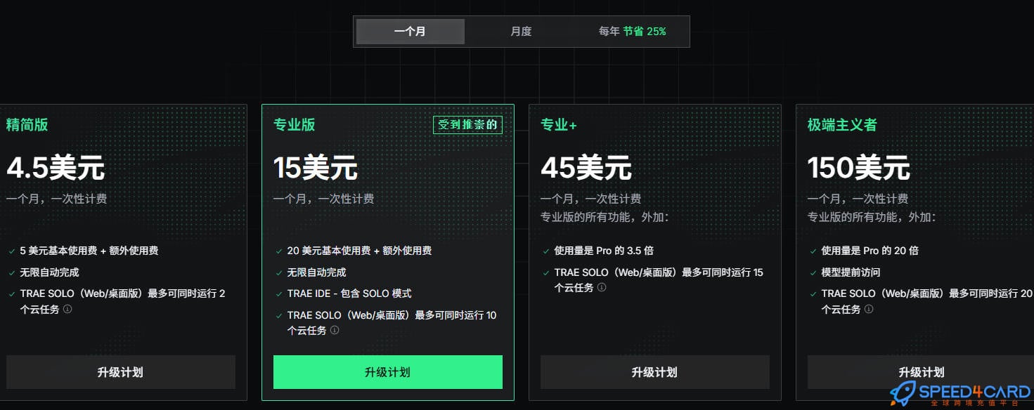 TRAE AI代购代付订阅AI 套餐- Speed4Card专业充值平台