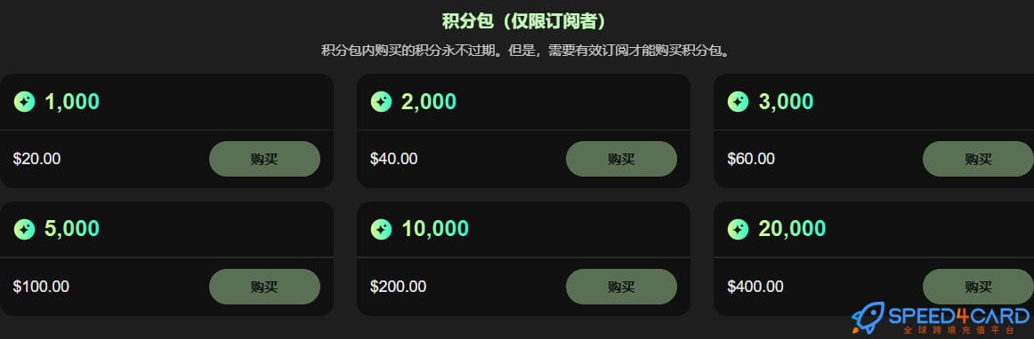 Hi3D代购代付订阅AI Hi3D购买积分套餐- Speed4Card专业充值平台