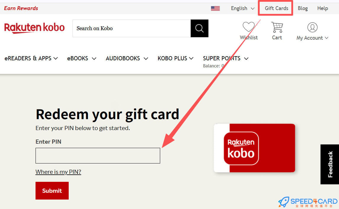 英国Kobo礼品卡 | Kobo gift card充值卡密- Speed4Card专业充值平台